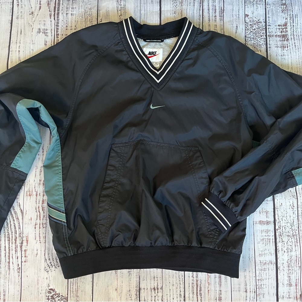 Vintage Nike Center Swoosh Windbreaker Jacket V Neck 90s Boy's Oversized S 4-6